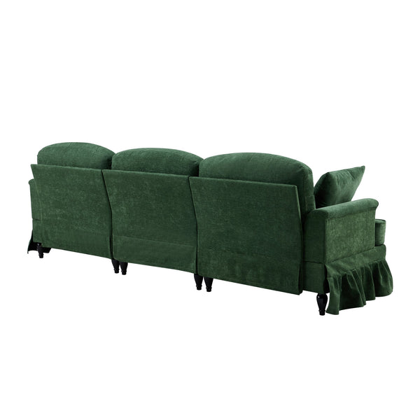 English Elm 103.15'' Chenille L-shaped Sectional Sofa with Detachable Pleated Skirt and Ottoman Green W3612S00046
