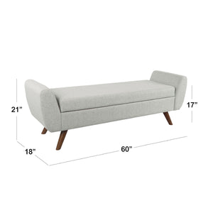 English Elm Rae Woven Fabric Storage Bench Ottoman with Arms and Walnut Legs for Bedroom B056P412631