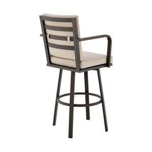English Elm Wessan 26" Outdoor Patio Swivel Counter Stool – 360° Aluminum Frame, Weather-Resistant Upholstery Brown B2736P268528