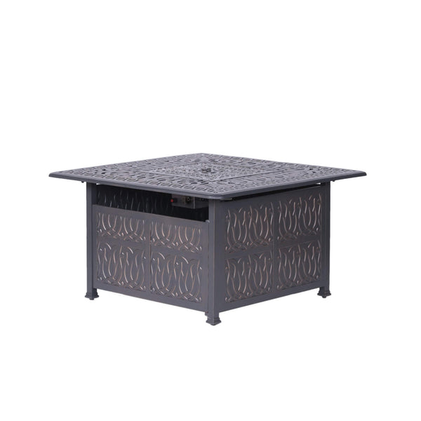 English Elm Powder Coated Aluminum Propane Gas Fire Pit Table Gunmetal – 55,000 BTU Weather-Resistant Patio Table B010S00122