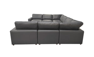 English Elm Leather Match Modular Sectional Sofa with Top Grain Upholstery for Open Living Rooms Blue Gray B2748S00172