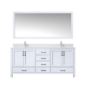 English Elm White Double Bath Vanity Set: 72” Quartz Top, Chrome Faucets, And 70” Matching Mirror For Stylish Spaces B2731S00999-GIGA