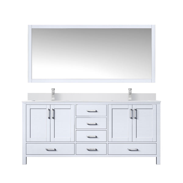 English Elm White Double Bath Vanity Set: 72” Quartz Top, Chrome Faucets, And 70” Matching Mirror For Stylish Spaces B2731S00999-GIGA