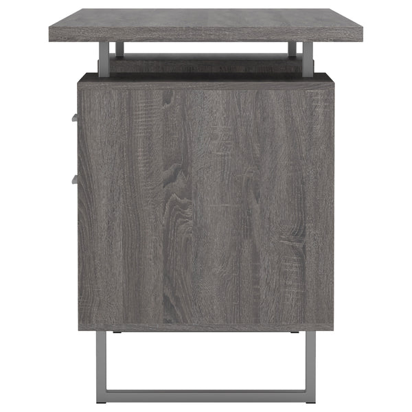 English Elm 1pc Contemporary Sleek Desk 47.25" Compact Home Office Table with Reversible Drawer and File Storage Gray 63.5 L x 26 W x 6.31 H B011P362572