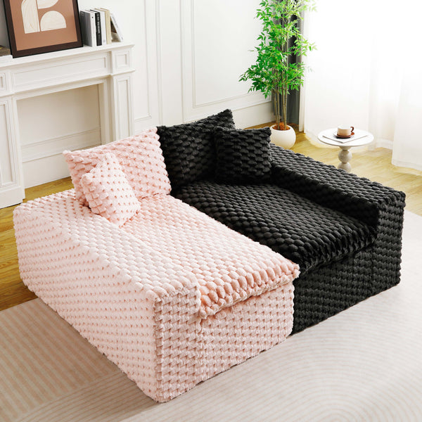 English Elm Luxury Color-Block Turtle Velvet Multifunctional Sofa - Cozy, Stylish Living Room Furniture For Any Space W3371S00051