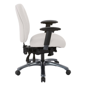 OSP Home Furnishings Multi-function Ergonomic Mid Back Office Chair with Lumbar Support and Titanium Base Snow 8512-R101