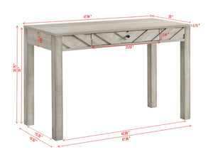 English Elm 1pc Writing Desk with Sleek Grey Finish, Square Legs and Single Drawer for Compact Home Office Space Gray 26.6 L x 50.5 W x 6.81 H B011P378516