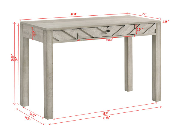 English Elm 1pc Writing Desk with Sleek Grey Finish, Square Legs and Single Drawer for Compact Home Office Space Gray 26.6 L x 50.5 W x 6.81 H B011P378516