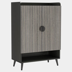 English Elm Flexible Entryway Shoe Cabinet with Seven Tiers Wood Finish Swing Door Storage Unit T3971P456562