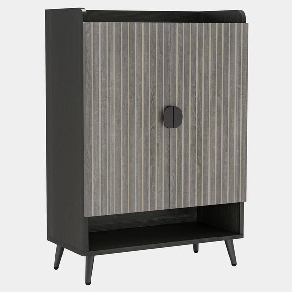 English Elm Flexible Entryway Shoe Cabinet with Seven Tiers Wood Finish Swing Door Storage Unit T3971P456562
