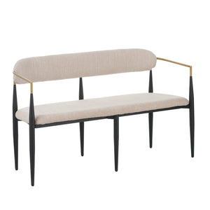 English Elm Metal Boucle Settee Loveseat with Sculptural Toothpick Legs for Modern Living Spaces Beige,Black+Gold N771P247148A
