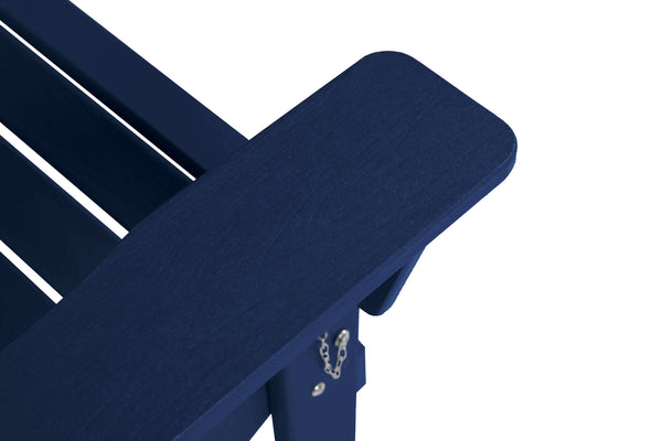 English Elm Folding Adirondack Chair Set with Side Table, Weatherproof HDPE Wood-Grain Finish, Cup Holder, 350lb Capacity Navy Blue W2103P254615