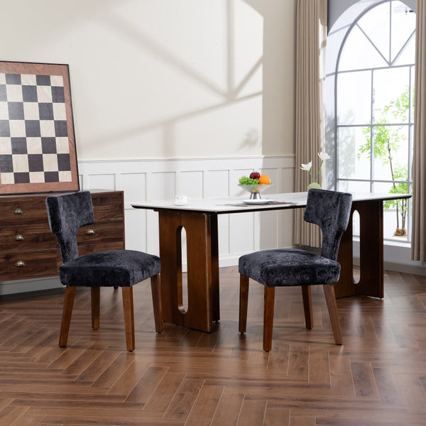 English Elm Mid Mid Century Modern Dining Chairs Set of 2 Upholstered Linen Accent Chairs with Solid Wood Frame, Ergonomic Support and Nailhead Trim Gray W794P335665