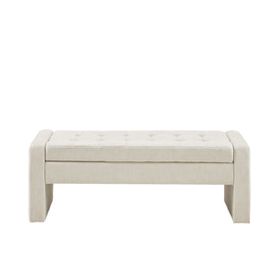 JLA Home Madison Park - Soft Close Storage Bench with Padded Seat, Soft-Close Lift Top, Hidden Storage & Neutral Upholstery FPF18-0524