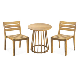 English Elm Christopher Knight Home® - Outdoor 3-Piece Acacia Wood Bistro Set - Stylish Round Dining Table & Chairs For Cozy Patios N773P198003T_N773P191382T