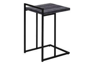 English Elm Accent Table, C-Shaped Snack Table With Black Laminate Top & Metal Base For Modern Living Spaces B2710P219372