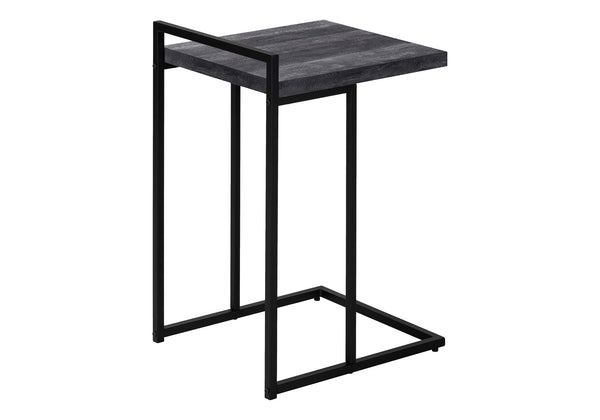 English Elm Accent Table, C-Shaped Snack Table With Black Laminate Top & Metal Base For Modern Living Spaces B2710P219372