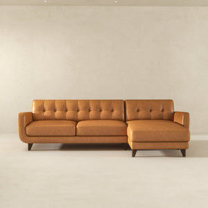 English Elm Ashcroft Furniture - Allison Right-Facing Tan Leather Sectional Sofa - Mid-Century Modern Comfort For Stylish Living Rooms B183S00120