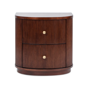 English Elm Jennifer Taylor Home - Valentine Half-Moon 24" 2-Drawer Side Table in Dark Walnut Beech Wood with Fluted Detail & Gold Pulls B2719P280173