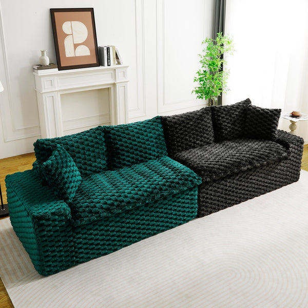 English Elm Luxury Color-Block Turtle Velvet Sofa - Versatile Seating For Modern Living Rooms, Cozy Style & Comfort W3371S00055