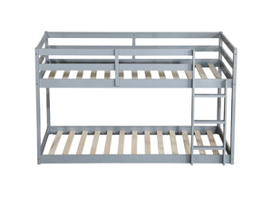 English Elm Solid Rubberwood Twin-Over-Twin Bunk Bed With Ladder – Sturdy, Space-Saving Design In Grey Finish W504P191644-GIGA