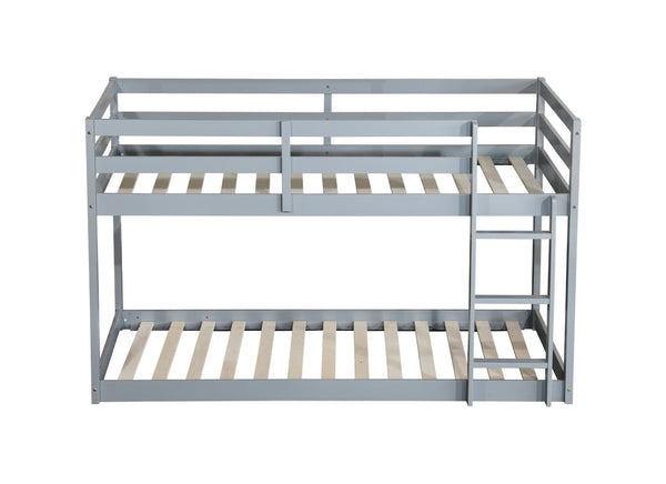 English Elm Solid Rubberwood Twin-Over-Twin Bunk Bed With Ladder – Sturdy, Space-Saving Design In Grey Finish W504P191644-GIGA