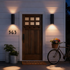 English Elm 12in Matte Black Aluminum Outdoor Wall Sconces up Down Lighting for Porch Patio Set of 4 W2312P416008