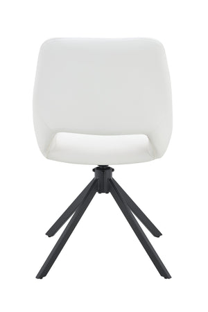 English Elm Dining Chairs Set Of 2 - Elegant Swivel Design With Scratch-Resistant Leather & Metal Frame, White W3493P347179