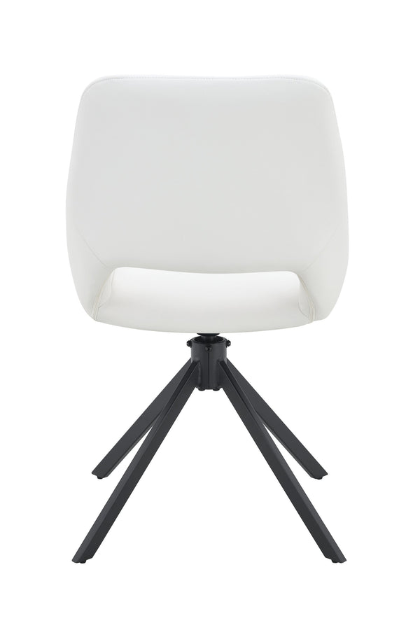 English Elm Dining Chairs Set Of 2 - Elegant Swivel Design With Scratch-Resistant Leather & Metal Frame, White W3493P347179