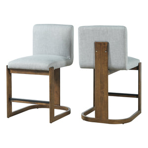 English Elm Modern Linen Upholstered Counter Stools Set of 2 with Rubberwood Legs for Kitchen Island Light Grey,Walnut N762P395711G