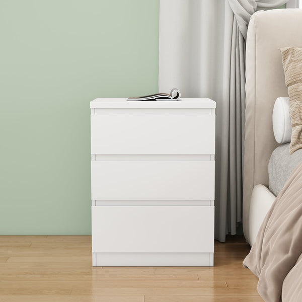 English Elm 19.7-inch Matte Finish Nightstand with Touch Release Drawers for Minimalist Bedrooms White W3151P407888
