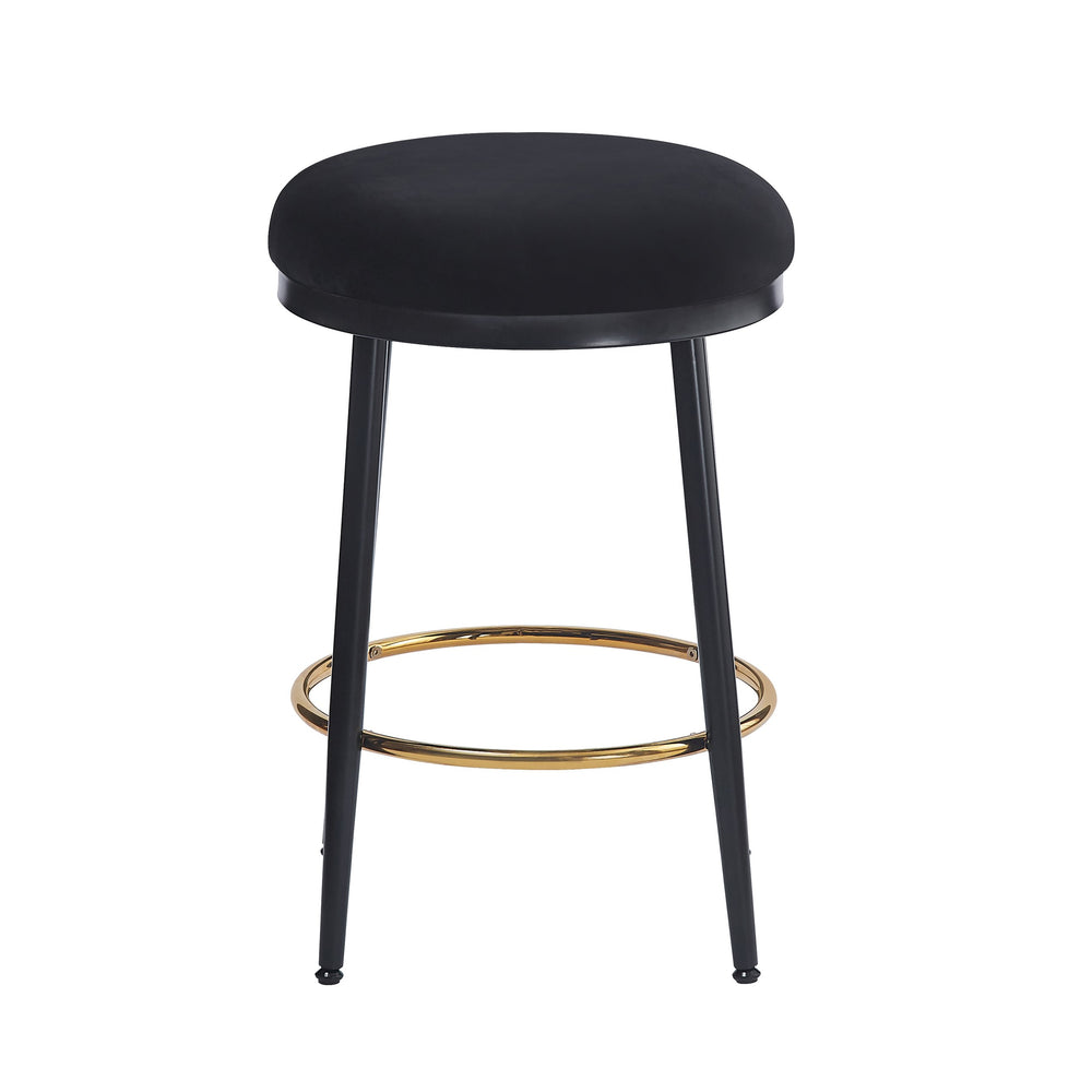 English Elm Christopher Knight Home® - 24.75'' Modern Counter Stools Set Of 4 - Chic Black Velvet & Iron Frame With Gold Footrest For Style! N780P189729B-2