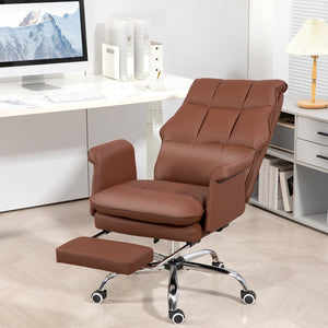 English Elm Homcom Ergonomic Executive Office Chair With Footrest, Pu Leather, Adjustable Recline & Swivel Design W2225P250009