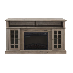 English Elm Classic TV Media Stand with 23" Electric Fireplace Insert, 65" TV Support, Ample Storage & Cable Management Gray Wash W2275S00013