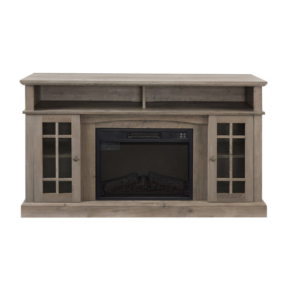 English Elm Classic TV Media Stand with 23" Electric Fireplace Insert, 65" TV Support, Ample Storage & Cable Management Gray Wash W2275S00013