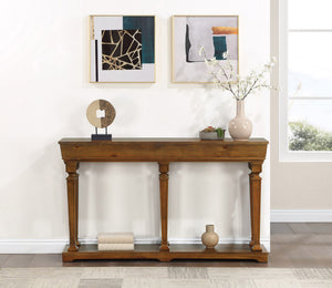 English Elm Garrison Oak Finish Console Table with Lower Display Shelf, Sturdy Tapered Legs, Timeless Style B2726P254135