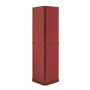 English Elm 6 Shelf Corner Curio Cabinet with Interior Lighting, Mirrored Back, Glass Shelves for Displays Cherry W1693P165027