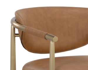 Sunpan Heloise Barstool - Elegant Faux Leather Upholstery With Gold Stainless Steel For Chic Dining Spaces Brown Faux Leather 112065