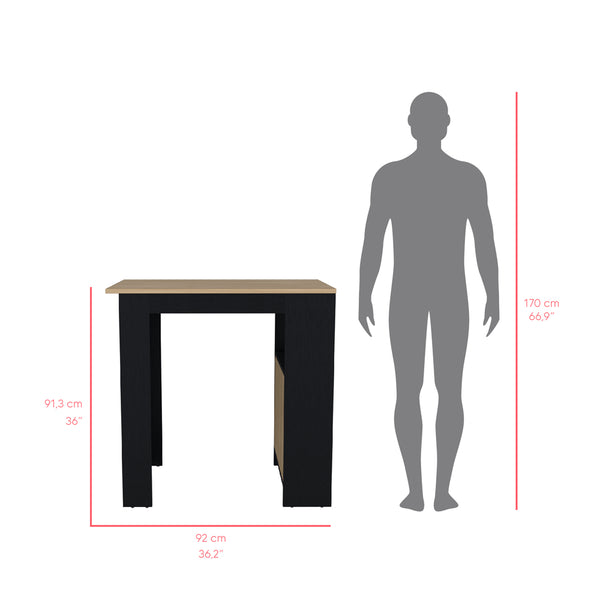 English Elm Kitchen Wynne Island Black/Natural Oak — Compact 36.2" Top, Push-to-Open Cabinet & Open Shelves for Smart Storage and Dining B092P243273