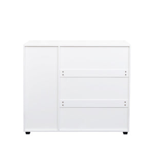 English Elm Shoe Cabinet 4-Tier Adjustable Shelves Louvered Door Shoe Rack Organizer for Entryway Hallway White W331P242459