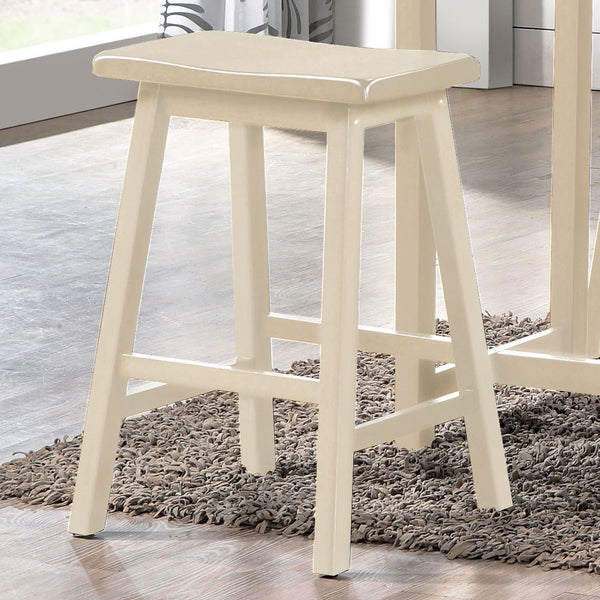 English Elm Buttermilk Counter Height 3-Piece Set with Open Shelves & Saddle Stools — Compact Durable Dining Solution B062P189105