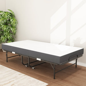English Elm 75 Inch Rollaway Twin Bed with Memory Foam Mattress Heavy Duty Steel Frame Foldable W2735P425460