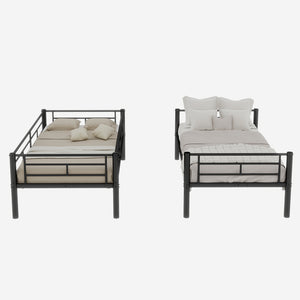 English Elm Twin Metal Bunk Bed for Kids - Durable Twin Over Twin Bedframe with Guardrails, Ladder, Convertible W1935P294047