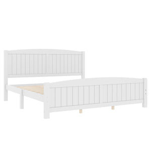 English Elm King Solid Wood Platform Bed with Slatted Support, Modern White Finish, No Box Spring Needed, Sturdy Design Light White W1580P374314