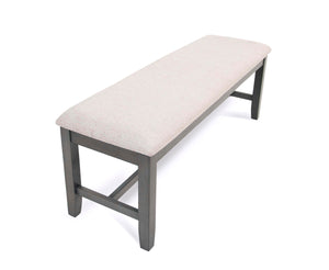 English Elm 6 6-Pcs Dining Set Rustic Gray Rectangular Table with Bench & 4 Padded Ladder-Back Chairs for Cozy Meals B089S00178