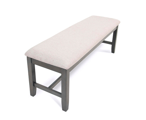 English Elm 6 6-Pcs Dining Set Rustic Gray Rectangular Table with Bench & 4 Padded Ladder-Back Chairs for Cozy Meals B089S00178