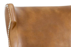 Sunpan Neville Swivel Counter Stool - Vintage Tobacco Faux Leather with Silver Nailheads & Espresso Legs