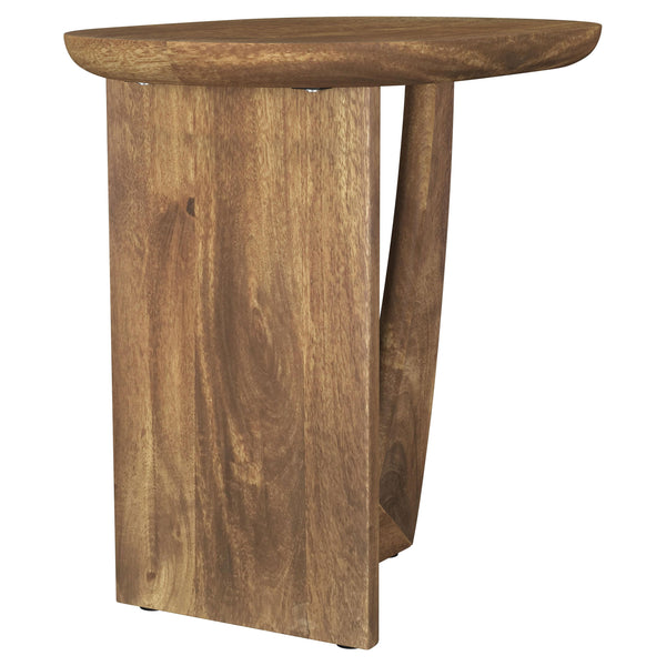 English Elm Alamitos Sculptural Mango Wood Side Table in Rich Brown with L-Shaped Legs, Artistic Rounded Rectangle Design B062P299785
