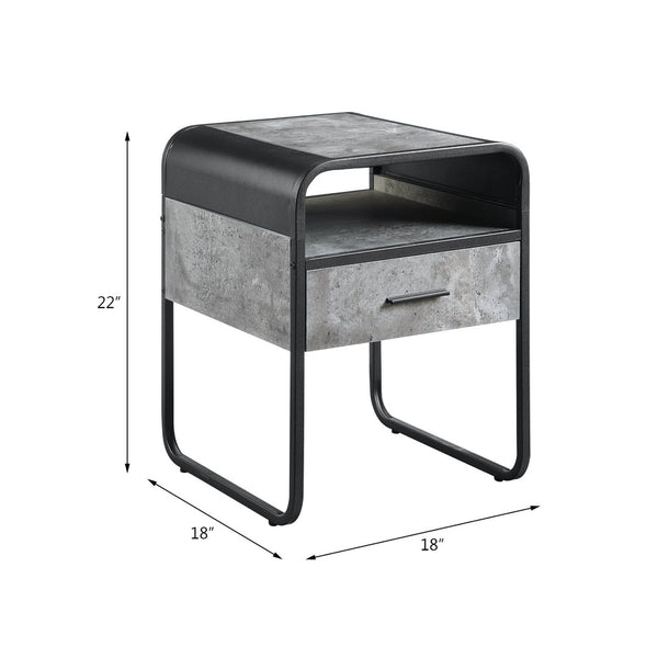 English Elm Raziela Modern Concrete Gray & Black End Table With Drawer - Stylish, Compact, And Versatile Design B2726P244955-GIGA