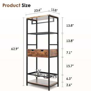 English Elm dog Feeding Station with 3 Adjustable Heights, Stainless Bowls, Spacious Storage Shelves & Drawer – Black Vintage W1687138476